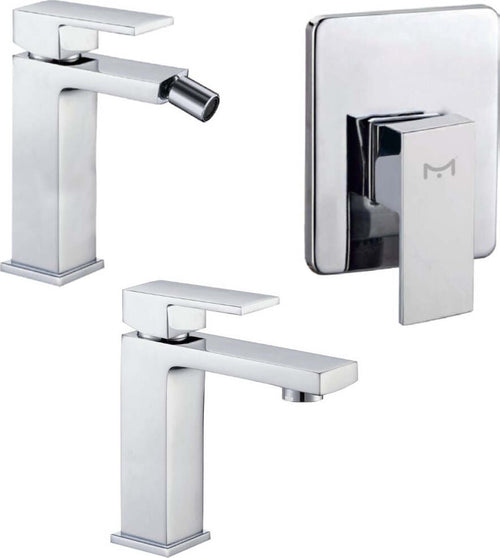 Miscelatore Rubinetto Bidet Cromato + Miscelatore Rubinetto Lavabo Cromato + Miscelatore Doccia Ad Incasso Da Parete Fai da te/Attrezzature per cucine e bagni/Attrezzature per bagni/Rubinetti per lavandini bagno Ogomondo - Martina Franca, Commerciovirtuoso.it