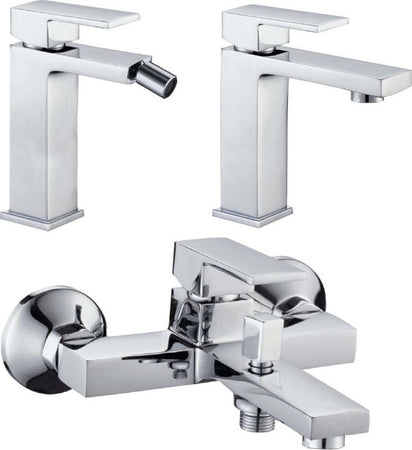 Miscelatore Rubinetto Bidet Cromato + Miscelatore Rubinetto Lavabo Cromato + Miscelatore Esterno Vasca Con Deviatore Fai da te/Attrezzature per cucine e bagni/Attrezzature per bagni/Rubinetti per lavandini bagno Ogomondo - Martina Franca, Commerciovirtuoso.it