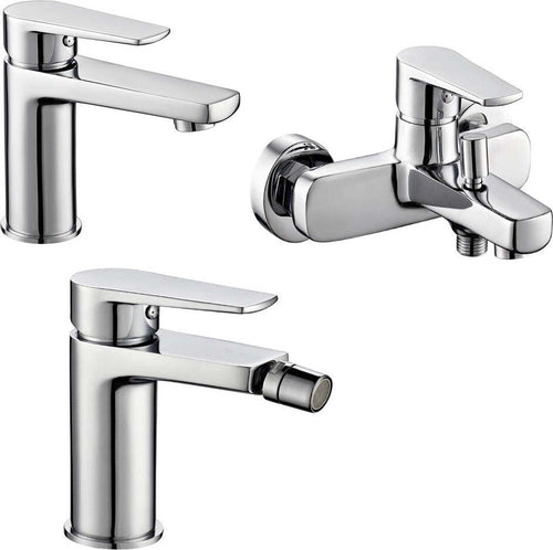 Miscelatore Rubinetto Bidet Cromato + Miscelatore Rubinetto Lavabo Cromato + Miscelatore Esterno Vasca Con Deviatore Fai da te/Attrezzature per cucine e bagni/Attrezzature per bagni/Rubinetti per lavandini bagno Ogomondo - Martina Franca, Commerciovirtuoso.it
