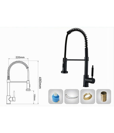Miscelatore Rubinetto Con Doccetta Lavello Canna Alta Isola Per Cucina Nero 87467