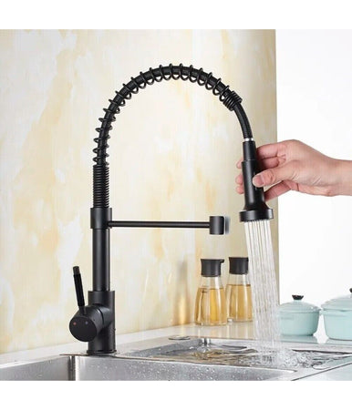 Miscelatore Rubinetto Con Doccetta Lavello Canna Alta Isola Per Cucina Nero 87467
