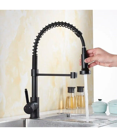 Miscelatore Rubinetto Con Doccetta Lavello Canna Alta Isola Per Cucina Nero 87467