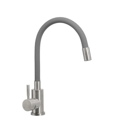 Miscelatore Rubinetto Lavello Cucina Canna Flessibile Grigio Acciaio Satinato 52689