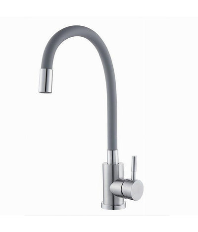 Miscelatore Rubinetto Lavello Cucina Canna Flessibile Grigio Acciaio Satinato 52689