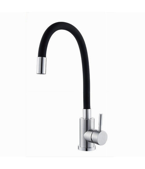 Miscelatore Rubinetto Lavello Cucina Canna Flessibile Nero Acciaio Satinato 52687