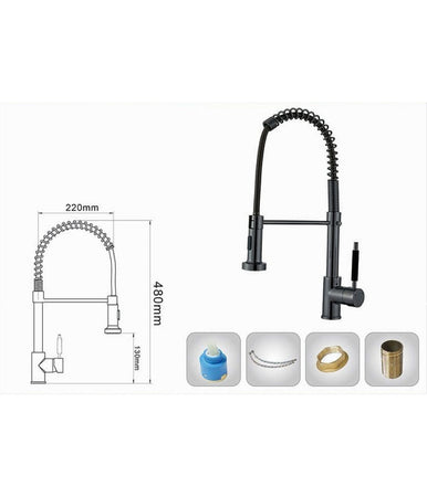 Miscelatore Rubinetto Lavello Cucina Doccetta Getto A Molla Bocca Girevole 87468