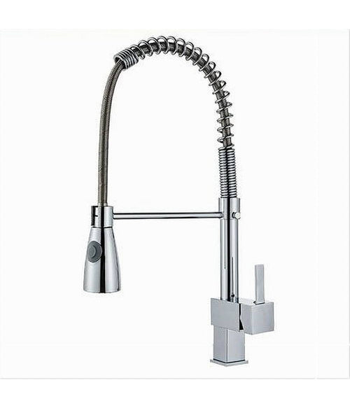 Miscelatore Rubinetto Lavello Cucina Getto A Molla Bocca Girevole Base Quadra 87469