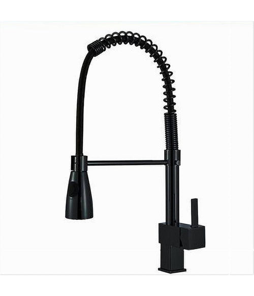 Miscelatore Rubinetto Lavello Cucina Getto A Molla Bocca Girevole Nero Quadra 87470
