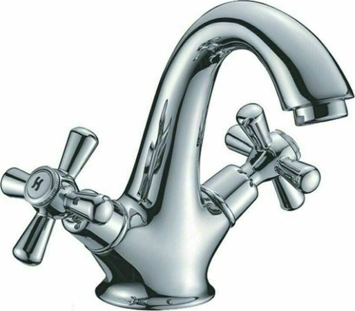 Miscelatore-Rubinetto-Manopole-A-Croce-Bagno-Lavabo-Ottone-Roma