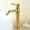 Miscelatore-Rubinetto-Monocomando-Lavabo-Lavandino-Bagno-Alto-Gemme-Dorato