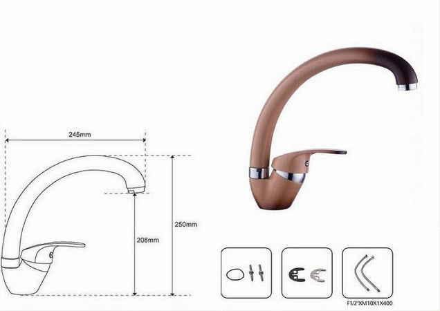 Miscelatore-Rubinetto-Monocomando-Per-Lavello-Cucina-Canna-Curva-Marrone/beige-52937