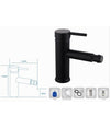 Miscelatore Rubinetto Per Lavabo Bidet Bagno Acciaio Inox Nero Piletta Ray 87392