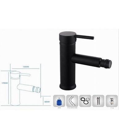 Miscelatore Rubinetto Per Lavabo Bidet Bagno Acciaio Inox Nero Piletta Ray 87392