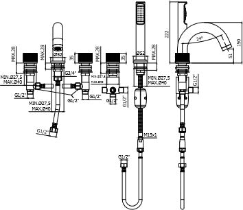 Miscelatore-vasca-batteria-bordo-vasca-con-deviatore-e-doccino-Jo-di-Paffoni