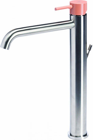 Miscelatore-versione-alta-per-lavabo-con-scarico-e-maniglia-colorata-di-Tubico