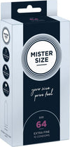 Mister Size Astuccio 10 Pz Preservativi Sottili Trasparenti Naturali con Diametro Maggiorato 64 mm Salute e cura della persona/Erotismo e contraccezione/Sesso sicuro e contraccezione/Preservativi/Preservativi maschili Kondorama - Martinsicuro, Commerciovirtuoso.it