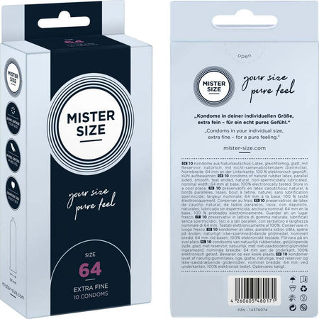 Mister Size Astuccio 10 Pz Preservativi Sottili Trasparenti Naturali con Diametro Maggiorato 64 mm Salute e cura della persona/Erotismo e contraccezione/Sesso sicuro e contraccezione/Preservativi/Preservativi maschili Kondorama - Martinsicuro, Commerciovirtuoso.it