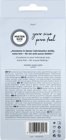 Mister Size Astuccio 10 Pz Preservativi Sottili Trasparenti Naturali con Diametro Maggiorato 64 mm Salute e cura della persona/Erotismo e contraccezione/Sesso sicuro e contraccezione/Preservativi/Preservativi maschili Kondorama - Martinsicuro, Commerciovirtuoso.it