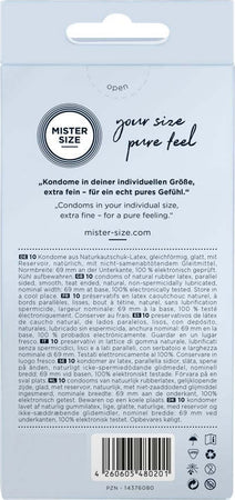 Mister Size Astuccio 10 Pz Preservativi Sottili Trasparenti Naturali Con Diametro Maggiorato 69 mm Salute e cura della persona/Erotismo e contraccezione/Sesso sicuro e contraccezione/Preservativi/Preservativi maschili Kondorama - Martinsicuro, Commerciovirtuoso.it