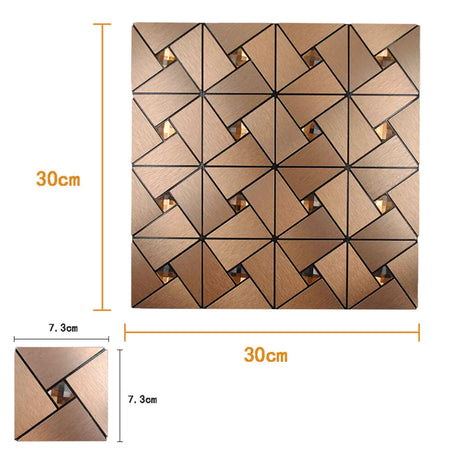 TOP! Piastrella autoadesiva in vero alluminio satinato con inserti in vetro 30x30cm (sp. 3mm) color Rame - Eternal Parquet