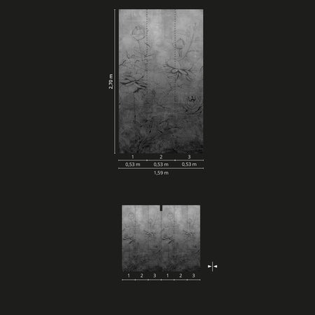 Pannello 159x270cm di Carta da Parati TNT a modulo raccordabile continuativo Voyager FLOWERBW