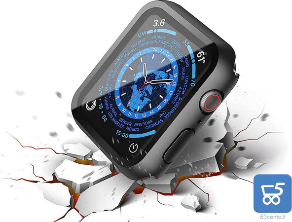 Misxi Custodia rigida 2 pezzi nero con pellicola protettiva in vetro, compatibile con Apple Watch Series 6 / SE/Serie 5 / Series 4 40 mm