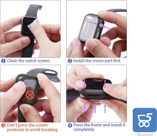 Misxi Custodia rigida 2 pezzi nero con pellicola protettiva in vetro, compatibile con Apple Watch Series 6 / SE/Serie 5 / Series 4 40 mm