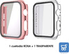 Misxi Custodia rigida con pellicola protettiva in vetro, compatibile con Apple Watch Series 6 / SE/Serie 5 / Series 4 44 mm, 2 pezzi, 1 rosa + 1 trasparente