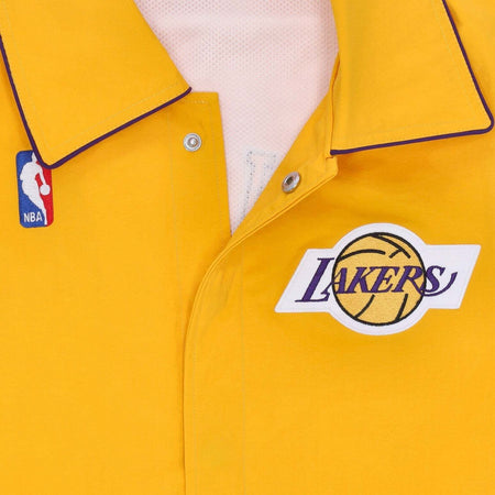 MITCHELL-&amp;-NESS-Camicia-Manica-Corta-Uomo-Nba-Shooting-Shirt-1996-No-34-Shaquille-O'neal-Loslak-Light-Gold-da-uomo