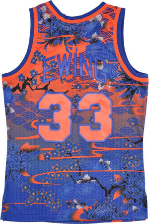 MITCHELL-&amp;-NESS-Canotta-Basket-Uomo-Nba-Ah-Swingman-Jersey-5.0-Hardwood-Classics-1985-No-33-Patrick-Ewing-Neykni-Blue/orange-da-uomo