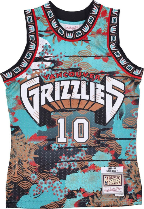 MITCHELL-&-NESS-Canotta-Basket-Uomo-Nba-Ah-Swingman-Jersey-5.0-Hardwood-Classics-1998-No-10-Mike-Bibby-Vangri-Teal/black-da-uomo
