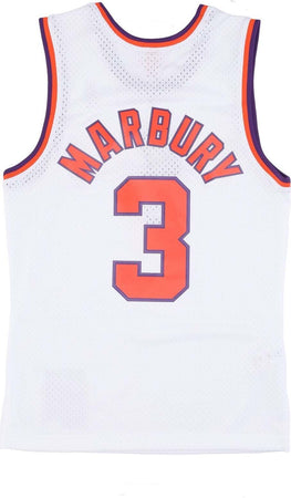 MITCHELL-&amp;-NESS-Canotta-Basket-Uomo-Nba-Alternate-Jersey-Hardwood-Classics-No-3-Stephon-Marbury-2002-03-Phosun-White/original-Team-Colors-da-uomo