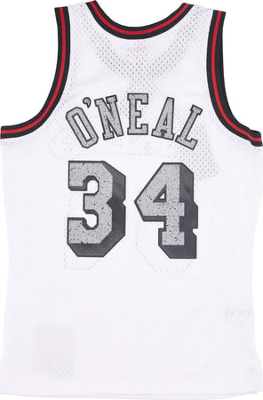 MITCHELL-&amp;-NESS-Canotta-Basket-Uomo-Nba-Cracked-Cement-Swingman-Jersey-Hardwood-Classics-No-34-Shaquille-O'neal-Loslak-White-da-uomo