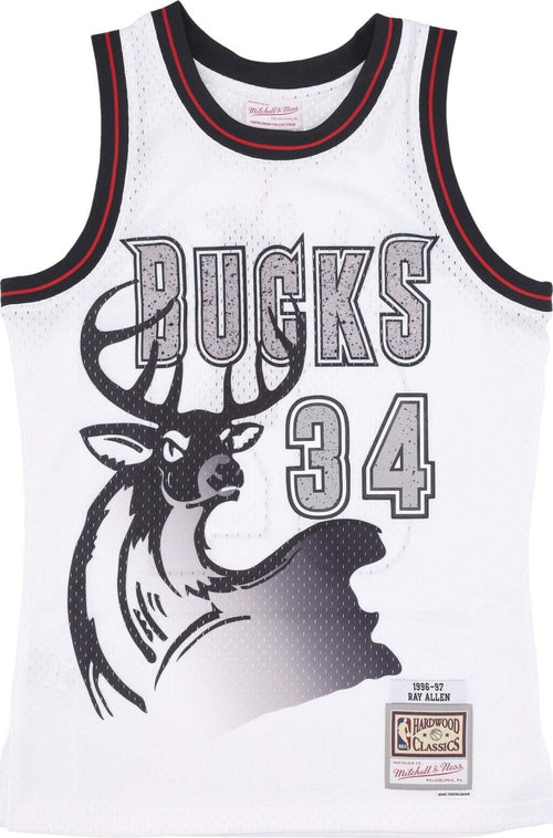MITCHELL-&-NESS-Canotta-Basket-Uomo-Nba-Cracked-Cement-Swingman-Jersey-No-34-Ray-Allen-Milbuc-White-da-uomo
