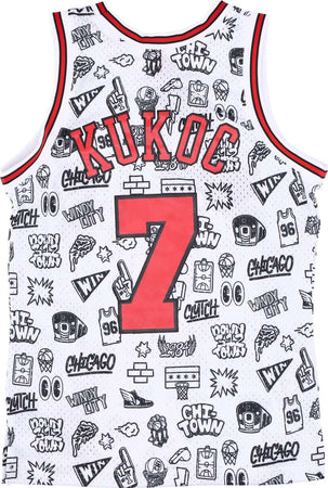 MITCHELL-&amp;-NESS-Canotta-Basket-Uomo-Nba-Doodle-Swingman-Jersey-Hardwood-Classics-No-7-Toni-Kukoc-1997-98-Chibul-White/original-Team-Colors-da-uomo