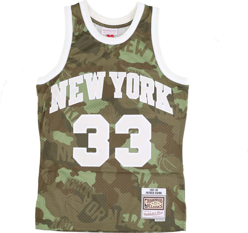 MITCHELL-&-NESS-Canotta-Basket-Uomo-Nba-Ghost-Green-Camo-Swingman-Jersey-Hardwood-Classics-No-33-Patrick-Ewing-1991-92-Neykni-Camo/green-da-uomo