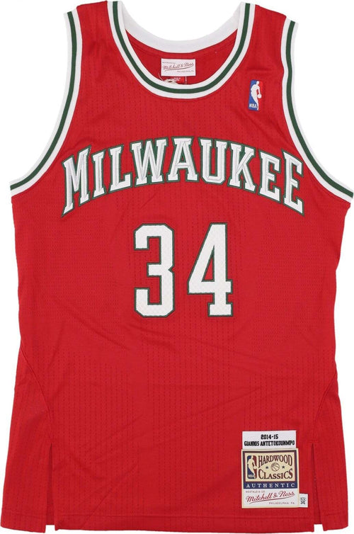 MITCHELL-&-NESS-Canotta-Basket-Uomo-Nba-Home-Jersey-2014-No-34-Giannis-Antetokounmpo-Milbuc-Red-da-uomo