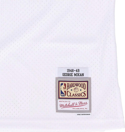 MITCHELL-&amp;-NESS-Canotta-Basket-Uomo-Nba-Home-Jersey-Hardwood-Classics-No-99-George-Mikan-1948-49-Minlak-White/original-Team-Colors-da-uomo