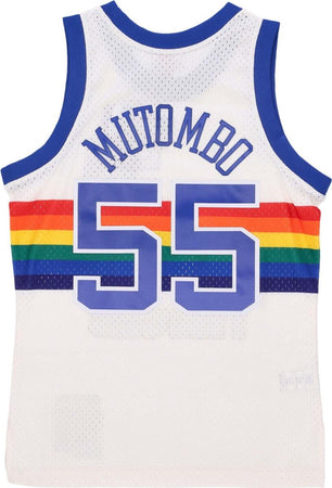 MITCHELL-&amp;-NESS-Canotta-Basket-Uomo-Nba-Off-White-Team-Color-Swingman-Jersey-1991-No-00-Dikembe-Mutombo-Dennug-Off-White-da-uomo