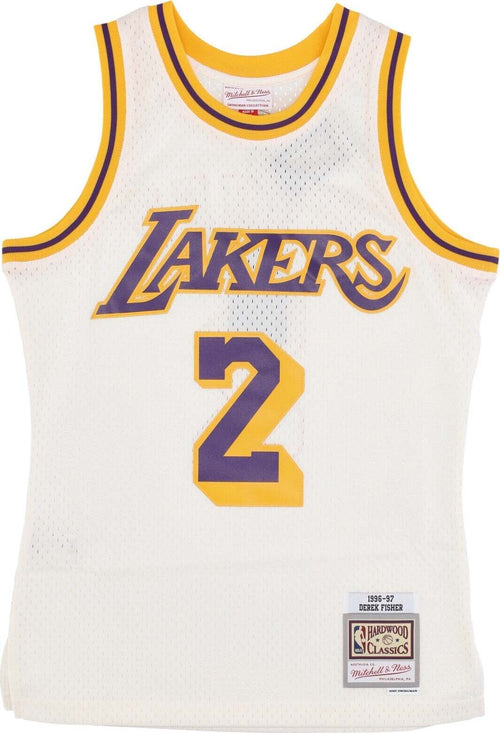 MITCHELL-&-NESS-Canotta-Basket-Uomo-Nba-Off-White-Team-Color-Swingman-Jersey-Hardwood-Classics-1996-No-2-Derek-Fisher-Loslak-Off-White-da-uomo