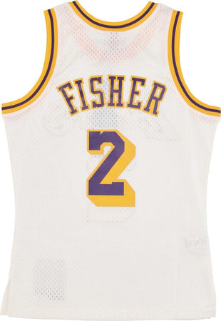 MITCHELL-&amp;-NESS-Canotta-Basket-Uomo-Nba-Off-White-Team-Color-Swingman-Jersey-Hardwood-Classics-1996-No-2-Derek-Fisher-Loslak-Off-White-da-uomo