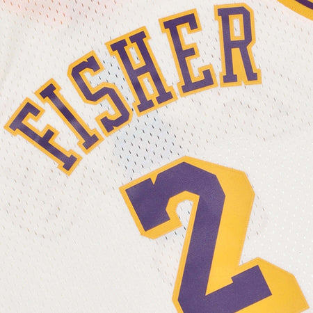 MITCHELL-&amp;-NESS-Canotta-Basket-Uomo-Nba-Off-White-Team-Color-Swingman-Jersey-Hardwood-Classics-1996-No-2-Derek-Fisher-Loslak-Off-White-da-uomo