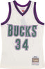 MITCHELL-&amp;-NESS-Canotta-Basket-Uomo-Nba-Off-White-Team-Color-Swingman-Jersey-Hardwood-Classics-1996-No-34-Ray-Allen-Milbuc-Off-White-da-uomo