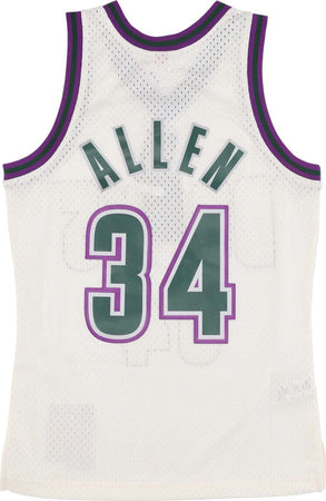 MITCHELL-&amp;-NESS-Canotta-Basket-Uomo-Nba-Off-White-Team-Color-Swingman-Jersey-Hardwood-Classics-1996-No-34-Ray-Allen-Milbuc-Off-White-da-uomo