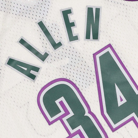 MITCHELL-&amp;-NESS-Canotta-Basket-Uomo-Nba-Off-White-Team-Color-Swingman-Jersey-Hardwood-Classics-1996-No-34-Ray-Allen-Milbuc-Off-White-da-uomo