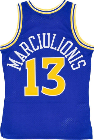 MITCHELL-&amp;-NESS-Canotta-Basket-Uomo-Nba-Road-Jersey-Hardwood-Classics-No-13-Sarunas-Marciulionis-1990-91-Golwar-Royal-da-uomo