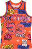 MITCHELL-&amp;-NESS-Canotta-Basket-Uomo-Nba-Slap-Sticker-Swingman-Jersey-Hardwood-Classics-No-33-Patrick-Ewing-1991-92-Neykni-Orange-da-uomo