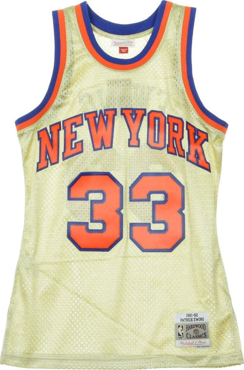 MITCHELL-&-NESS-Canotta-Basket-Uomo-Nba-Swimgman-Jersey-Patrick-Ewing-No.33-1991-92-Neykni-Gold-Gold/otc-da-uomo