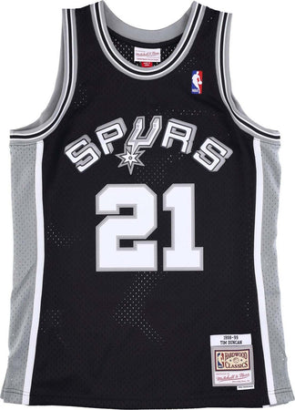 MITCHELL-&amp;-NESS-Canotta-Basket-Uomo-Nba-Swingman-Hardwood-Classics-Jersey-No-21-Tim-Duncan-1998-99-Saaspu-Original-Team-Colors-da-uomo