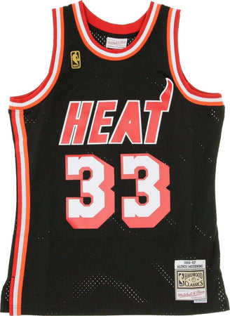 MITCHELL-&amp;-NESS-Canotta-Basket-Uomo-Nba-Swingman-Jersey-Alonzo-Mourning-No-33-1996-97-Miahea-Road-Original-Team-Colors-da-uomo